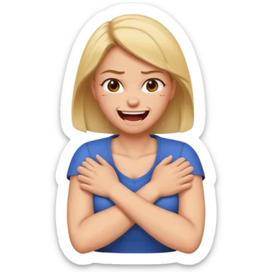 crest me an emoji of a arms crossed (choking)around neck angry laughing women sticker
