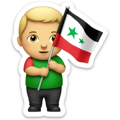 fat boy holding syrian flag sticker