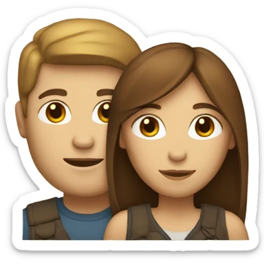 a pair of people, white, man of medium build, woman thin, both have brown hair. sticker