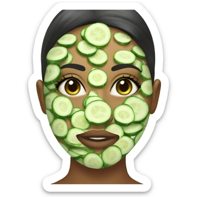 beautiful girl with a cucumber mask on her face sticker