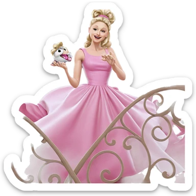 blonde girl in pink dress sticker