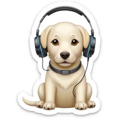 White Labrador with headphones ￼ sticker
