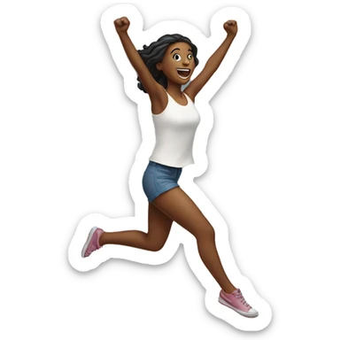 Jumping lady sticker