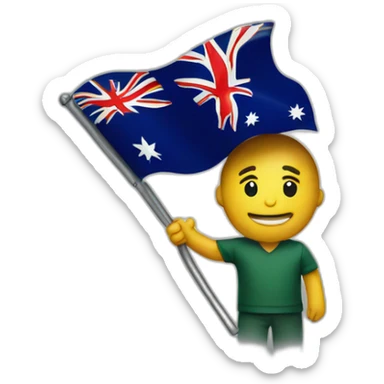 Man holding Australia flag sticker