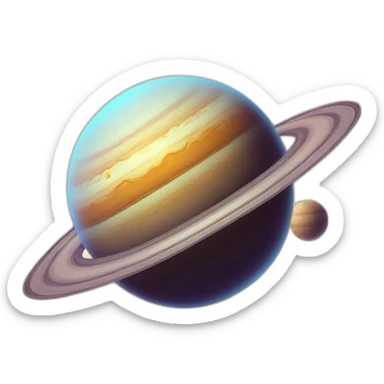 planet Saturn with a cartoon smirking face sticker