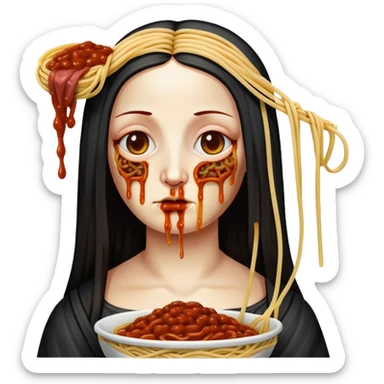  SPAM meat dripping sauce spaghetti goth monalisa portrait sticker
