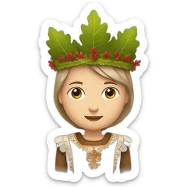 traditional Latvian costume with an oak leaf crown on the head sticker