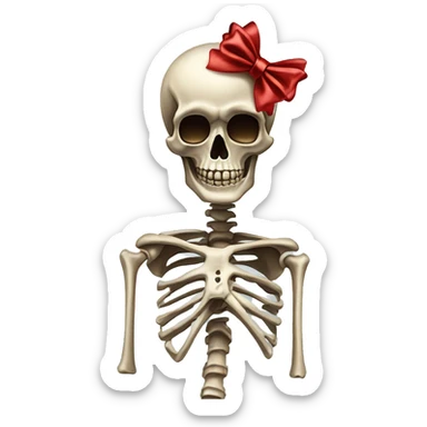 Skeleton with a coquette bow on￼ sticker