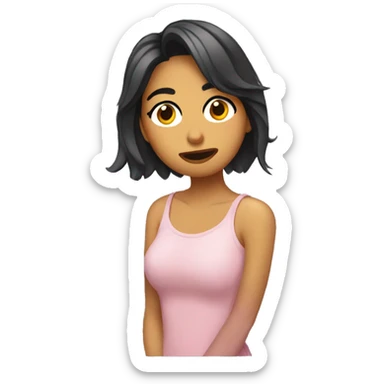 chica morena durmiendo  sticker