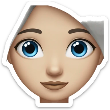 girl with straight dark brown hair and greyigh blue eyes and lashes sticker