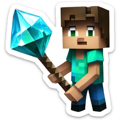 minecraft pickaxewith a diamond sticker