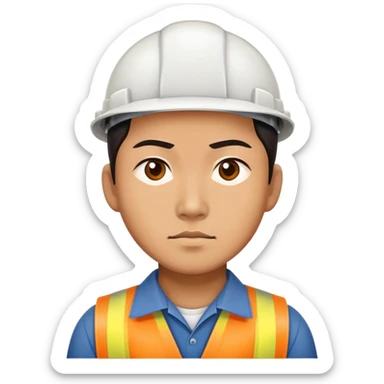 asian workers photorealistic serious sticker