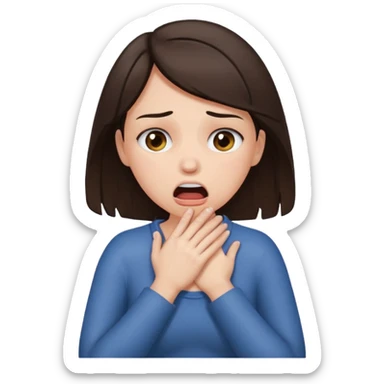 a brunette woman choking herself with her bare hands sticker