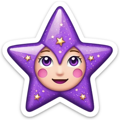 Quiero un emoji de estrella, pero que la estrella sea de oro rosa y brilli brilli con chispitas moradas sticker
