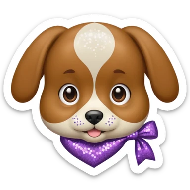 Cachorro com gravata roxa com glitter sticker