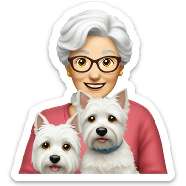 Senior women with westie sticker