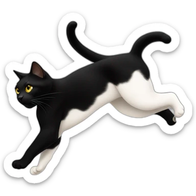white and black cat attacking arm and kicking bottom paws sticker