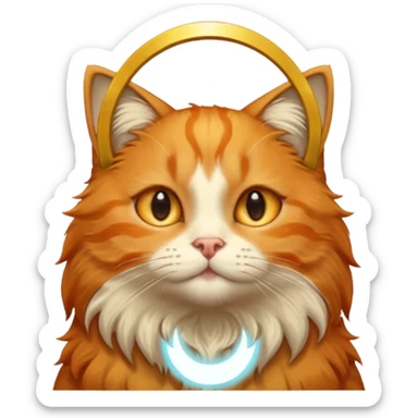 orange cat with a halo, looking upwards sticker
