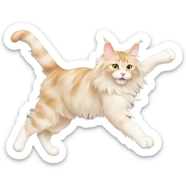 cream coloured maine coon doing a cartwheel sticker