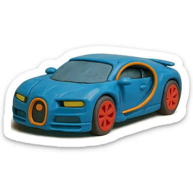 claymation style Bugatti Chiron sticker