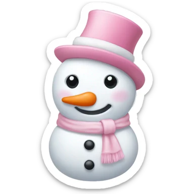 Cute white and light pink snowman sticker