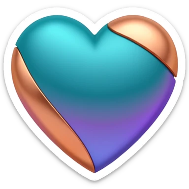 I need a teal, orange , purple, and rose gold Heart emoji sticker