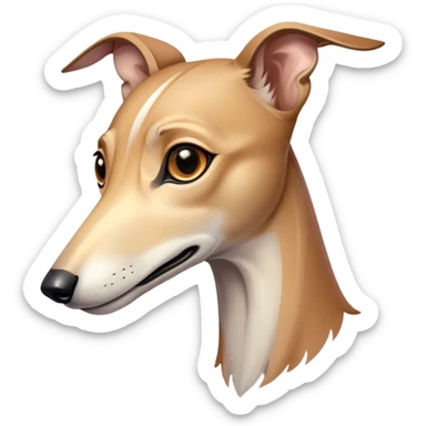Cinematic Noble Fawn Greyhound Portrait Emoji, Poised and regal, with a slender, aerodynamic build and a smooth, elegant fawn Fur, deep-set soulful eyes, Simplified yet sharp and sophisticated features, highly detailed, glowing with a soft, dignified glow, high shine, intelligent and agile, stylized with an air of grace, focused and attentive, soft glowing outline, capturing the essence of a watchful and swift companion, so majestic it feels as though it could dash out of the screen with effortless authority! sticker