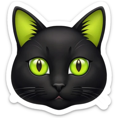 Black cat with chartreuse eyes  sticker