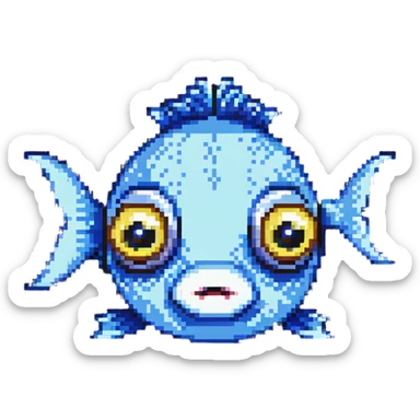 cute cartoon fish head logo with big eyes sticker