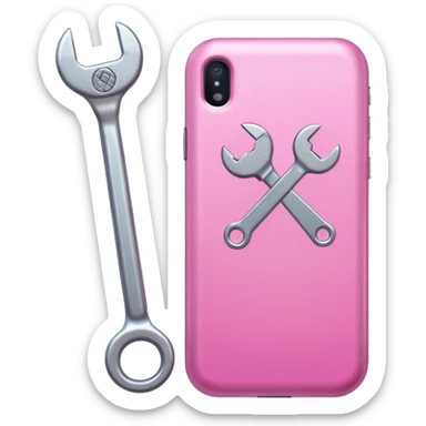 pink girly cellphone with a cute wrench sticker