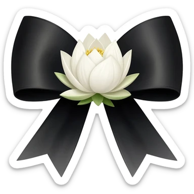 Black bow with lotus flower sticker