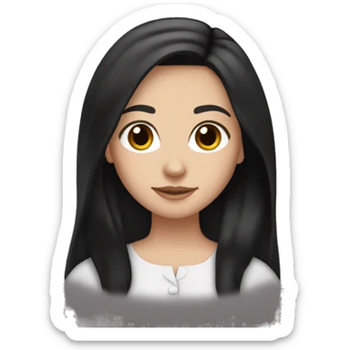 white girl straight black hair, with brown eyes and long dark hair sticker
