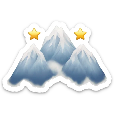 3 Snowy mountain tops with the one in the middle taller than the others, with 3 stars above them one star high than the other two sticker
