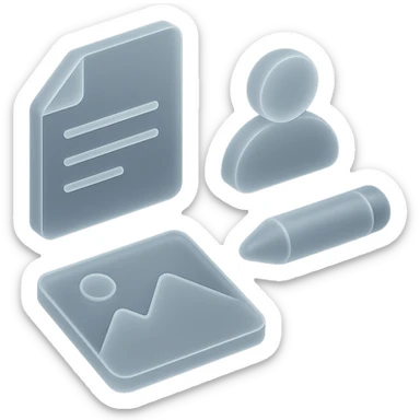 article illustration in matte glass style, frosted glass effect, modern sticker