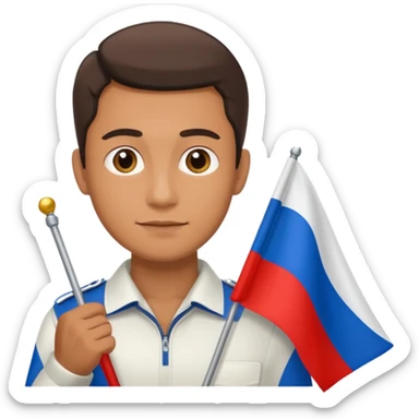 realistic man with russian flag in hand sticker