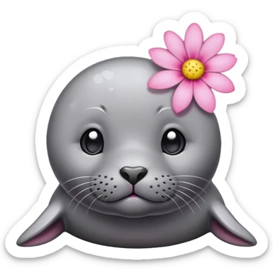 Seal  with the pink flower on the head sticker