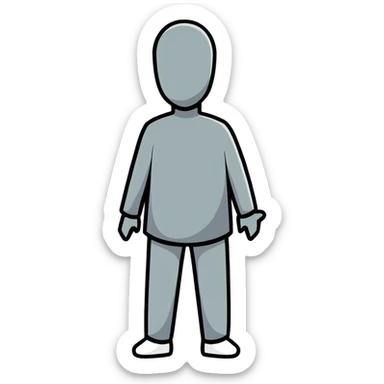 grey human silhouette with no facial features, no face, no eyes, no nose, no mouth, simple outline sticker