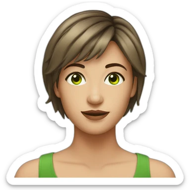 Young woman with broun short hair and green eyes  sticker