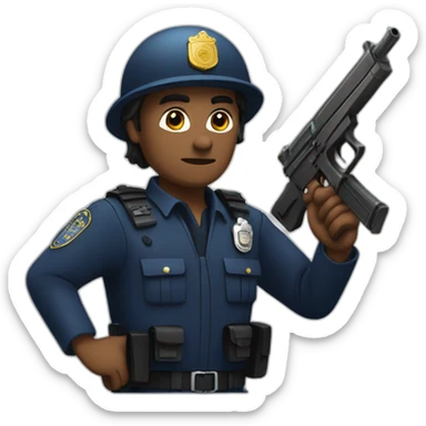 Policier qui a une arme sticker