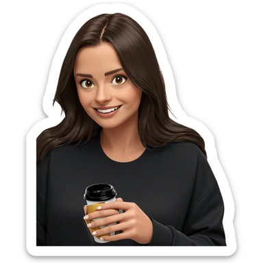 smiling girl with cup sticker