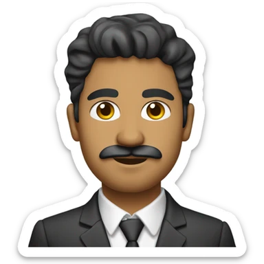 olive skinned pakistani young man with goatee and moustache wearing suit sticker