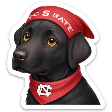 Realistic Black lab dog wearing NC state  bandana on neck sticker