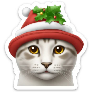 crea un gatto con un cappello di natale sticker