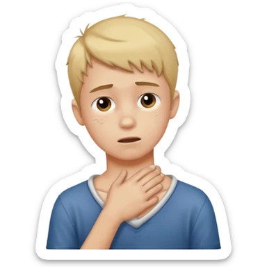 a boy holding his neck like he’s chocking  sticker