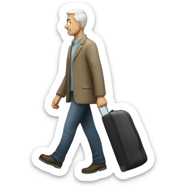 White man Walking with luggage sticker