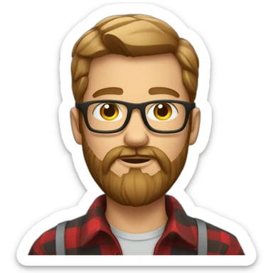 European bearded guy wearing glasses and Lumberjack shirt sticker