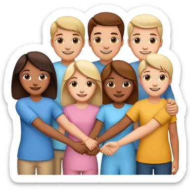 group holding hands sticker