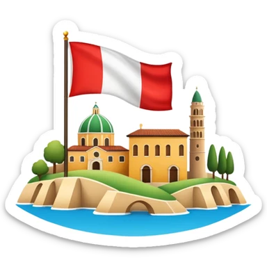 Italy theme, landmarks and flag, playful, emoji style sticker