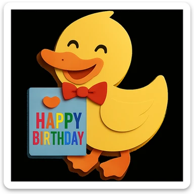 Change the wording color of 'Happy Birthday' on the card to visually good looking and matching rainbow colors. Keep all other design elements unchanged. sticker