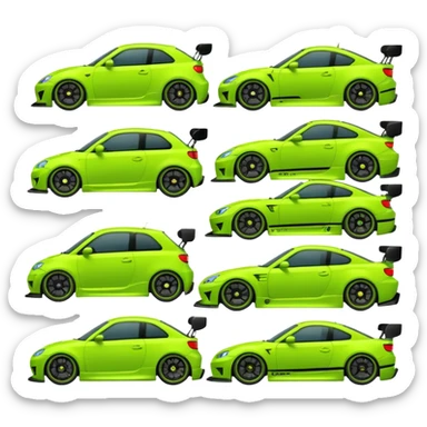 Emoji pack for R2 motorsport company, drift builds, motorsport parts, lime theme, just text sticker
